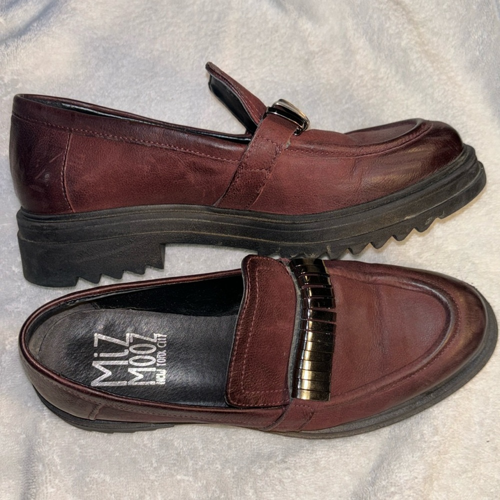 Miz Mooz Burgundy Leather Loafers Wms. Sz 8/EU 39